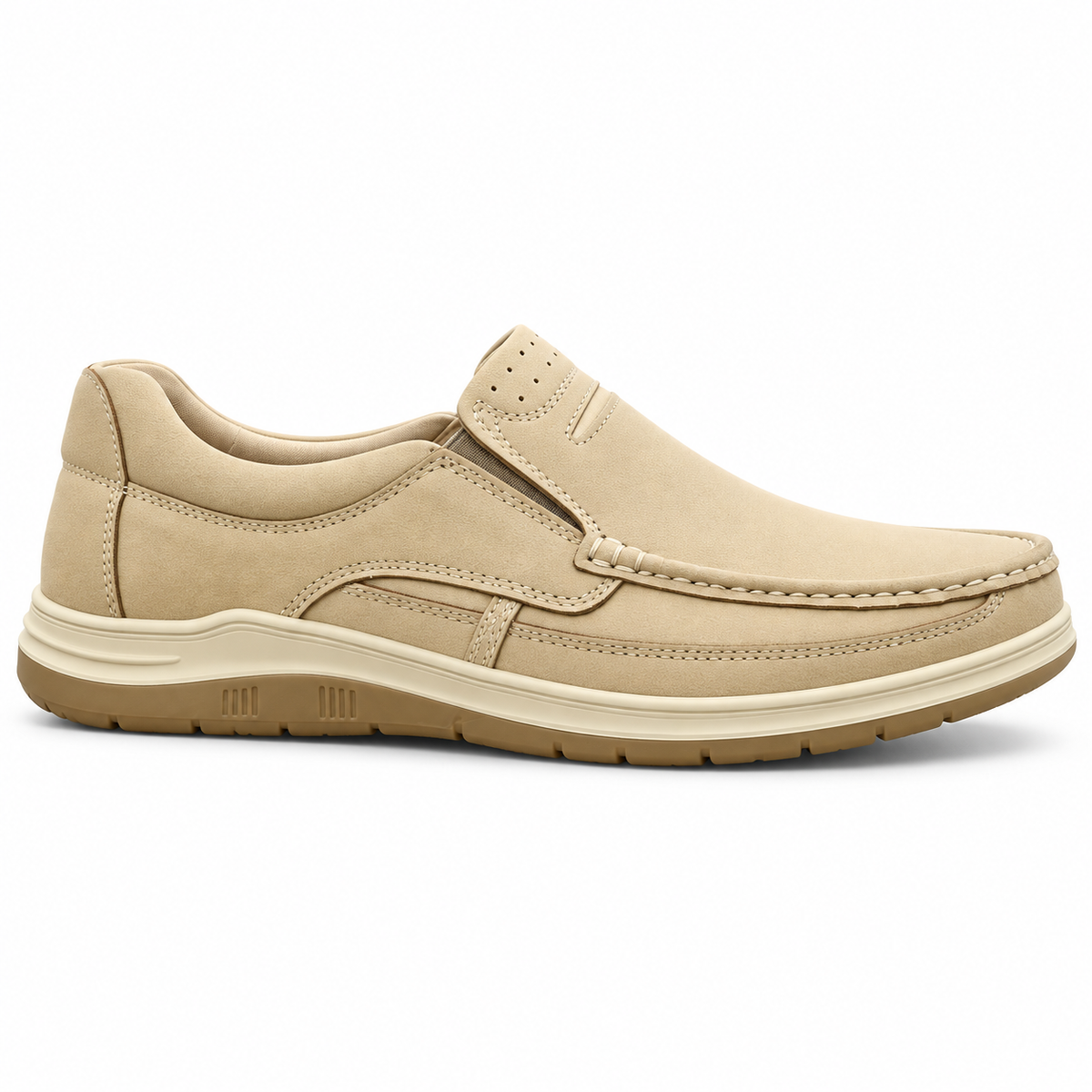 Cream Medicated Slip-On Suede Jogger | Non-Slip Ergonomic Sole | MJGC01