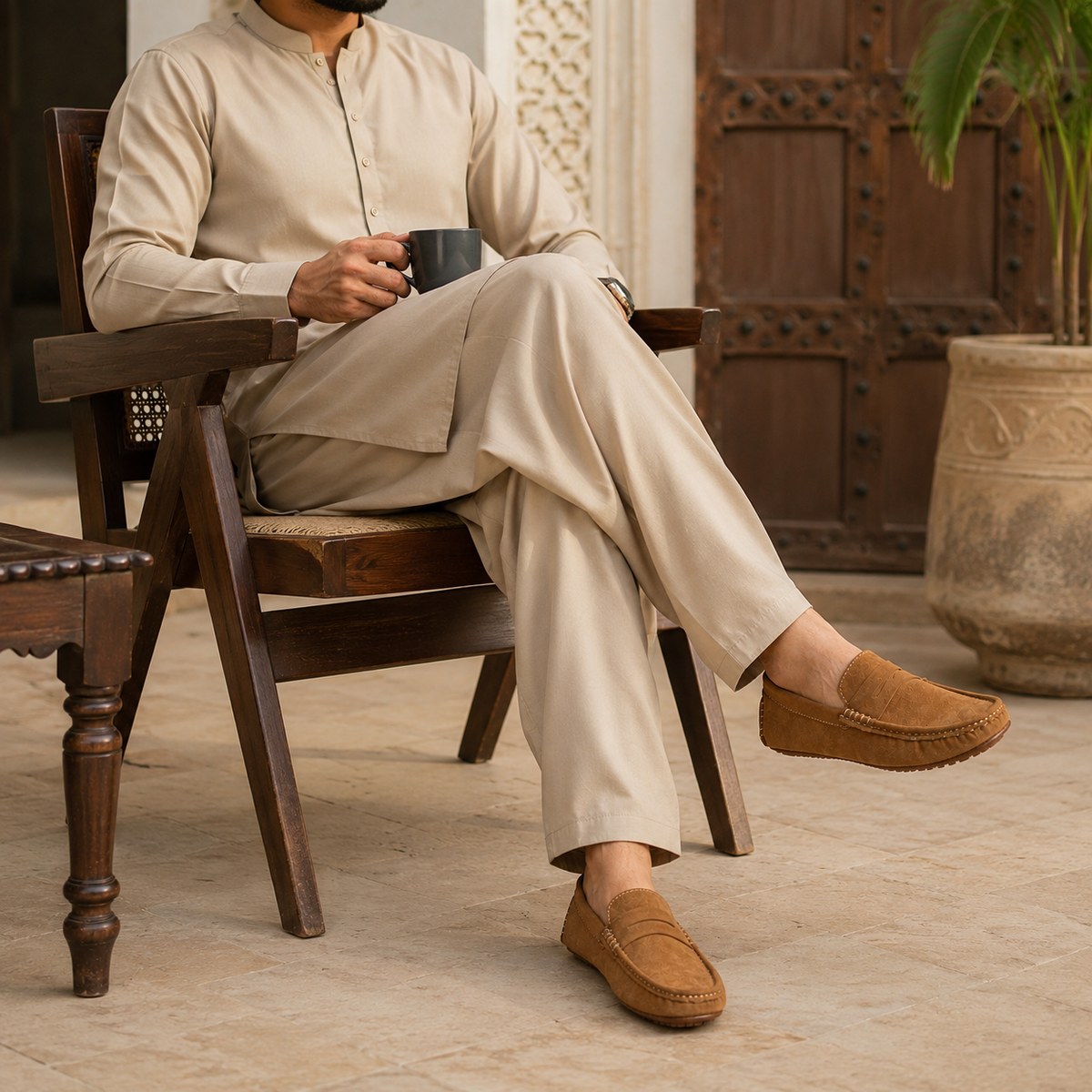Tan Brown Medicated Suede Loafer | MLFTB01